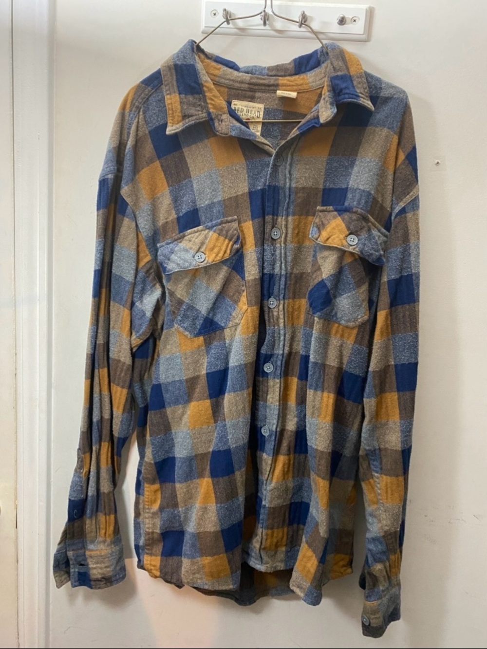 RedHead Blue, Mustard & Gray Plaid Button-Up Shirt